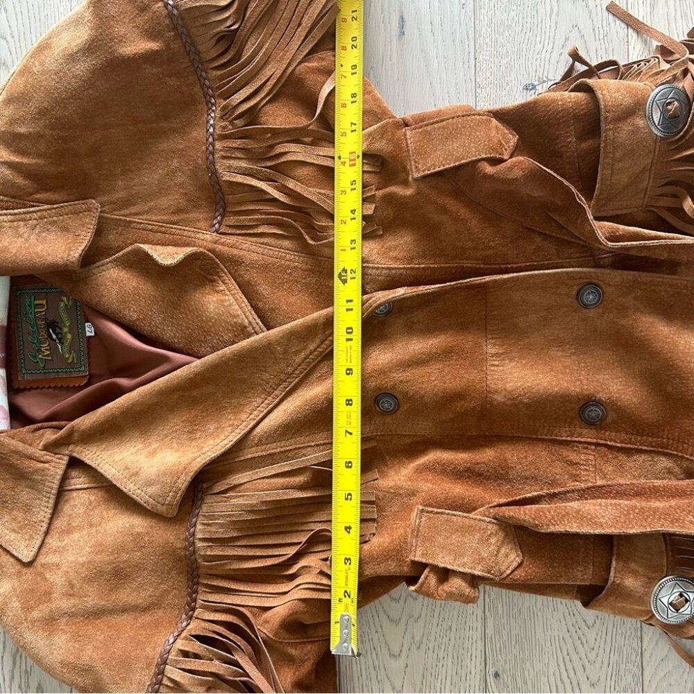 Tan Suede Fringed Jacket size Large - Picture 9 of 9